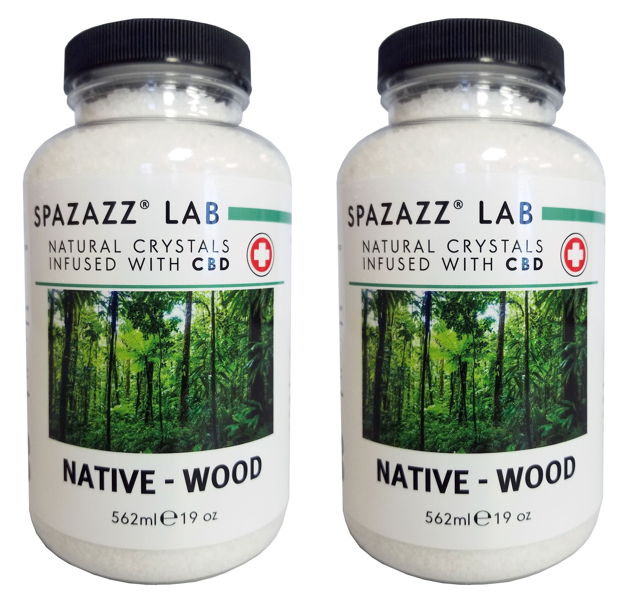 Spazazz Aromatherapy Spa & Bath Crystals Infused with CBD - Native Wood 19oz 2PK