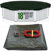 SET SunSolar Energy Technologies-  Heavy Duty series Above Ground Solid Pool Cover for 18 Foot Round Swimming Pool - Winter Pool Cover with Sturdy Cable and Winch 12-Yr warranty