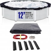 SET SunSolar Energy Technologies-  Premium series Above Ground Solid Pool Cover for 12 Foot Round Swimming Pool - Winter Pool Cover with Sturdy Cable and Winch 8-Yr warranty. Cover Clips Included.