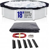 SET SunSolar Energy Technologies-  Premium series Above Ground Solid Pool Cover for 18 Foot Round Swimming Pool - Winter Pool Cover with Sturdy Cable and Winch 8-Yr warranty. Cover Clips Included.