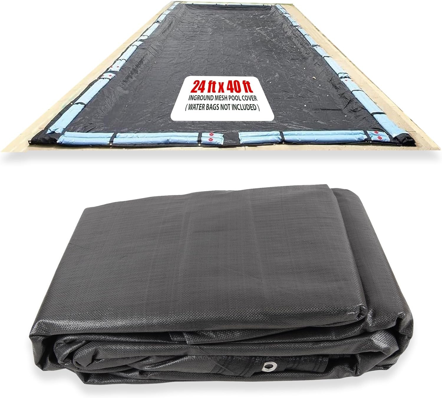 SET SunSolar Energy Technologies-  MESH InGround Winter Pool Cover for 24x40 Foot Rectangle Swimming Pool - Winter Pool Cover has durable Loops 8-Yr warranty.