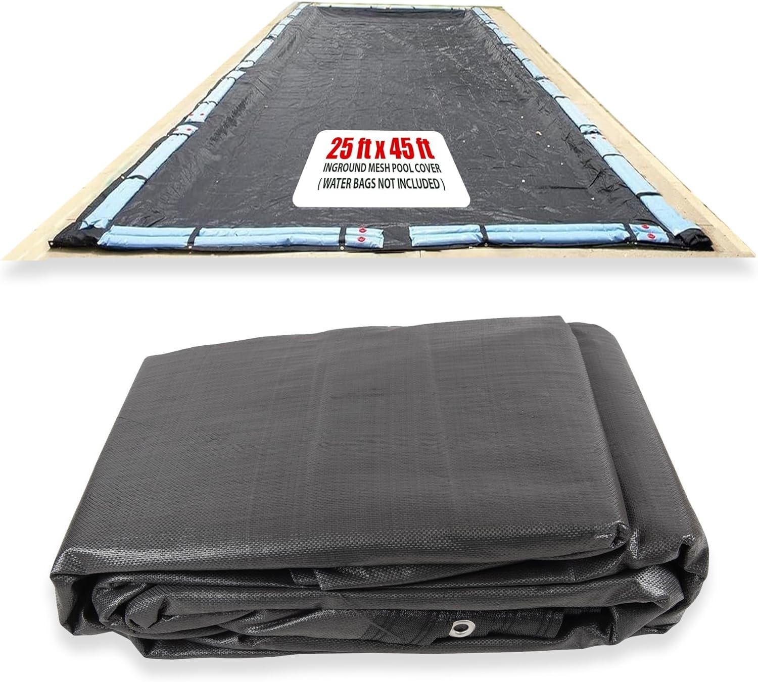 SET SunSolar Energy Technologies-  MESH InGround Winter Pool Cover for 25x45 Foot Rectangle Swimming Pool - Winter Pool Cover has durable Loops 8-Yr warranty.