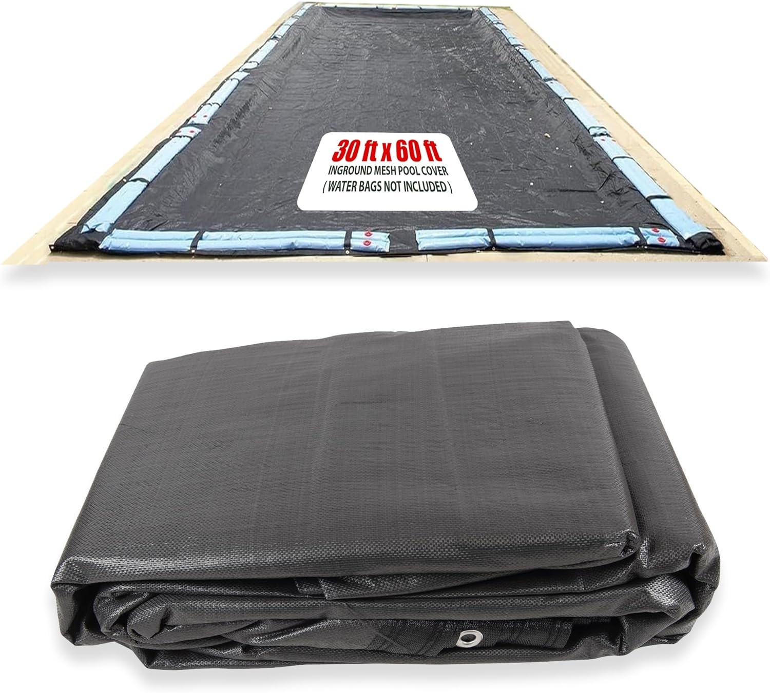 SET SunSolar Energy Technologies-  MESH InGround Winter Pool Cover for 30x60 Foot Rectangle Swimming Pool - Winter Pool Cover has durable Loops 8-Yr warranty.
