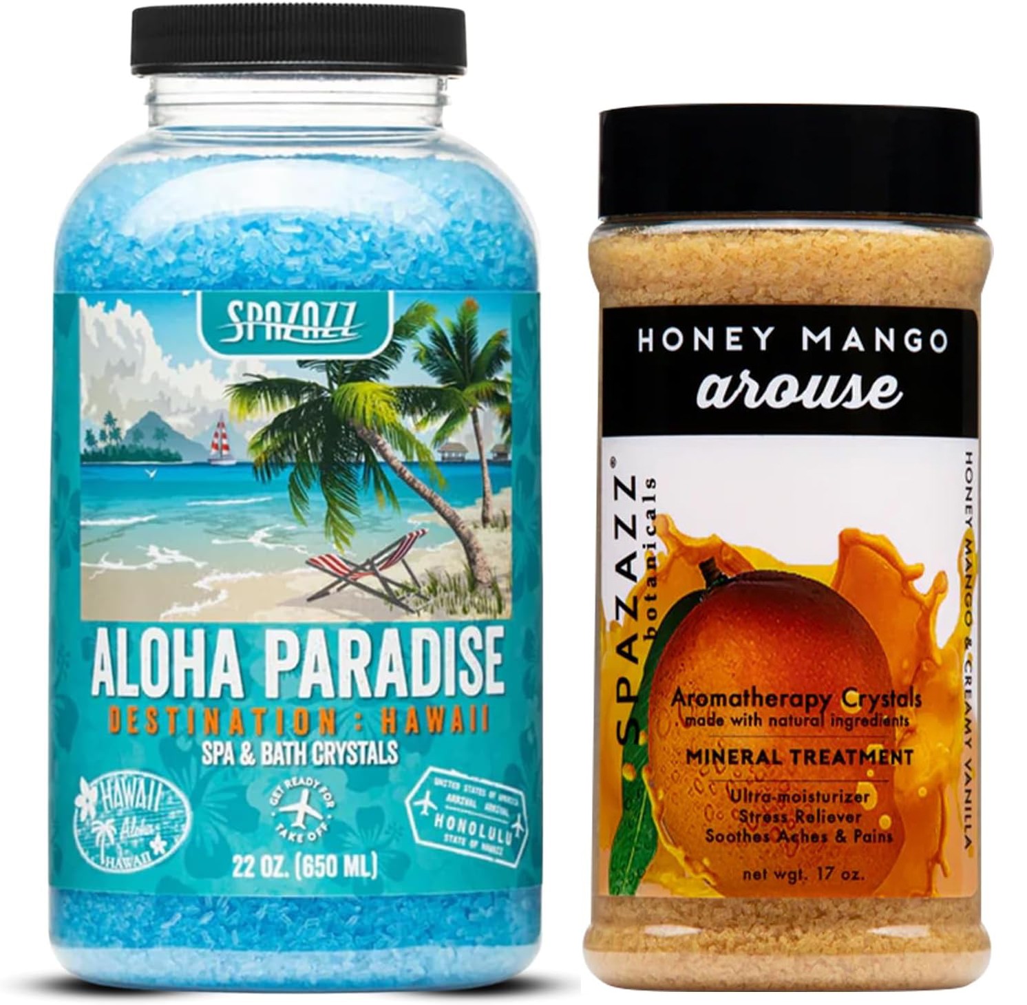 Spazazz Aromatherapy Spa and Bath Crystals 2PK- Mango 17oz/Aloha Paradise 22oz