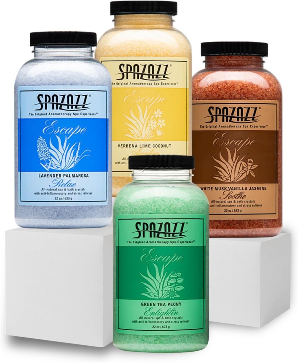 Spa Bath Salt Aromatherapy Crystals - Spazazz Escape Collection Bundle 4-Pack