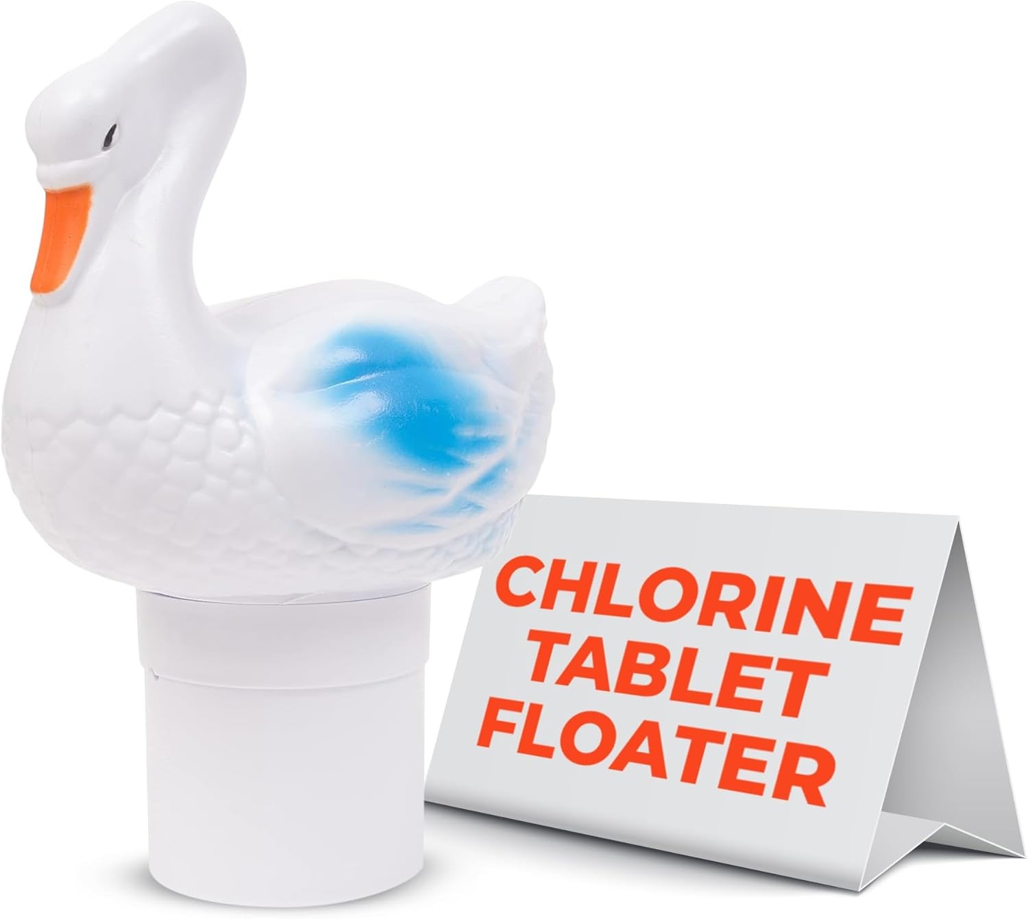 Floating Chlorine Bromine Dispenser for Swimming Pools Shaped as a Swan