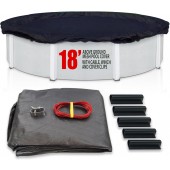 SET SunSolar Energy Technologies- MESH Above Ground Winter Pool Cover for 18 Foot Round Swimming Pool - Winter Pool Cover with Sturdy Cable and Winch 8-Yr warranty. Cover Clips Included.