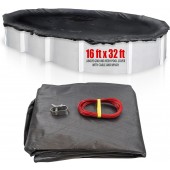 SET SunSolar Energy Technologies-  MESH Above Ground Winter Pool Cover for 16x32 Foot Oval Swimming Pool - Winter Pool Cover with Sturdy Cable and Winch 8-Yr warranty