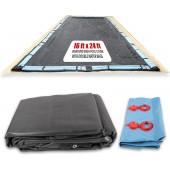 SET SunSolar Energy Technologies- MESH InGround Winter Pool Cover for 16x24 Foot Rectanglel Swimming Pool - Winter Pool Cover has durable Loops 8-Yr warranty. 8ft Double Water Bags Included.
