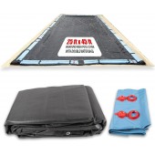 SET SunSolar Energy Technologies- MESH InGround Winter Pool Cover for 25x45 Foot Rectanglel Swimming Pool - Winter Pool Cover has durable Loops 8-Yr warranty. 8ft Double Water Bags Included.