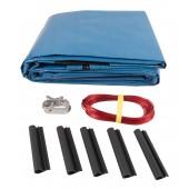 SET SunSolar Energy Technologies-  Super Duty series Above Ground Solid Pool Cover for 16x32 Foot Oval Swimming Pool - Winter Pool Cover with Sturdy Cable and Winch 15-Yr warranty. Cover Clips Included.
