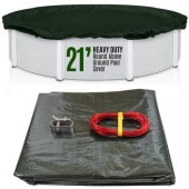 SET SunSolar Energy Technologies-  Heavy Duty series Above Ground Solid Pool Cover for 21 Foot Round Swimming Pool - Winter Pool Cover with Sturdy Cable and Winch 12-Yr warranty