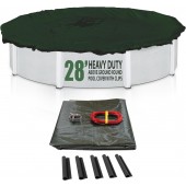 SET SunSolar Energy Technologies-  Heavy Duty series Above Ground Solid Pool Cover for 28 Foot Round Swimming Pool - Winter Pool Cover with Sturdy Cable and Winch 12-Yr warranty. Cover Clips Included.