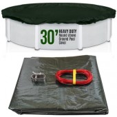 SET SunSolar Energy Technologies-  Heavy Duty series Above Ground Solid Pool Cover for 30 Foot Round Swimming Pool - Winter Pool Cover with Sturdy Cable and Winch 12-Yr warranty