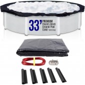 SET SunSolar Energy Technologies-  Premium series Above Ground Solid Pool Cover for 33 Foot Round Swimming Pool - Winter Pool Cover with Sturdy Cable and Winch 8-Yr warranty. Cover Clips Included.